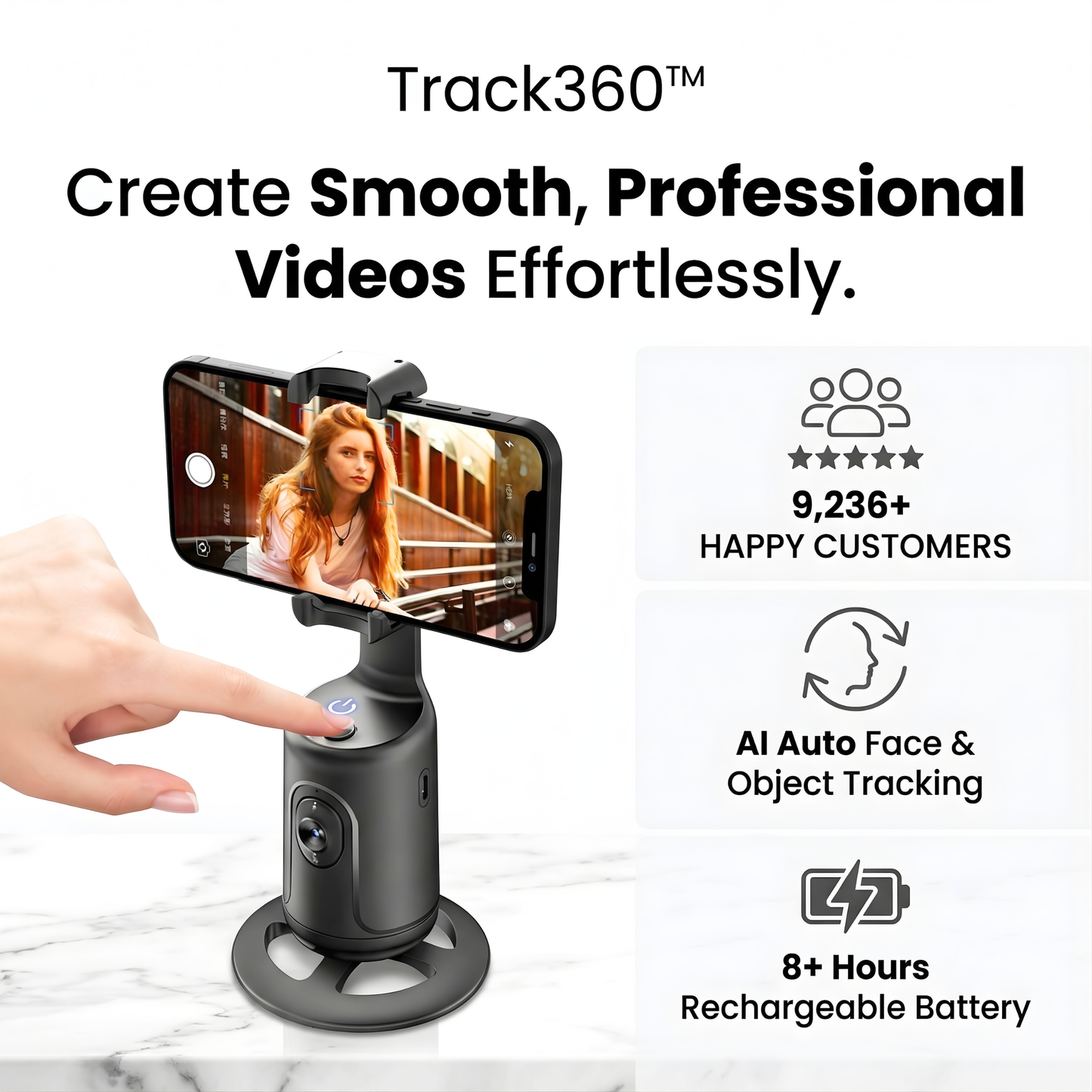 Track360™ – AI Auto Face Tracking Smart Gimbal