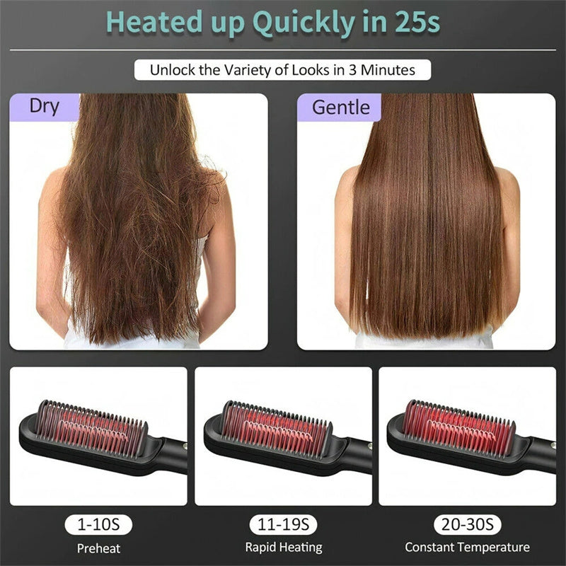 2-in-1 Negative Ion Hair Straightener & Curling Comb