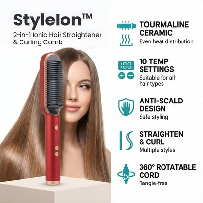StyleIon™ – 2-in-1 Ionic Hair Straightener & Curling Comb