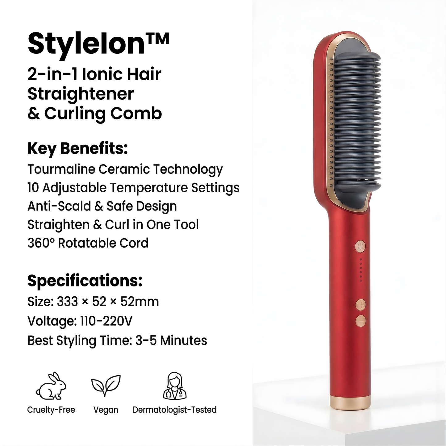 StyleIon™ – 2-in-1 Ionic Hair Straightener & Curling Comb